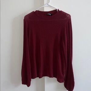Reformation Ribbed Soft Plush Knit Balloon Sleeve Top